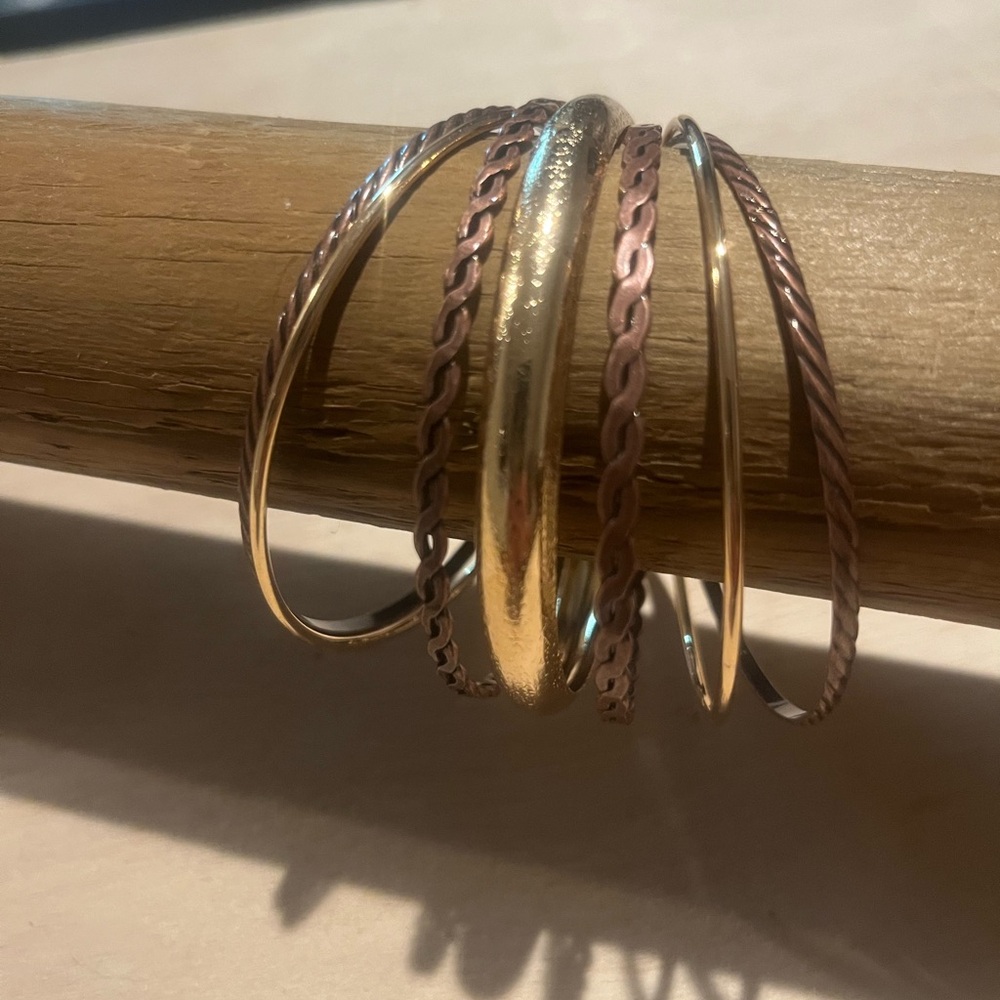 Elegant Gold and Copper Bangle Set